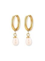 Purity Pearl Drop Huggie Earrings