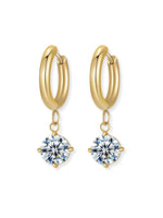 Glow Round Gemstone Drop Huggie Earrings