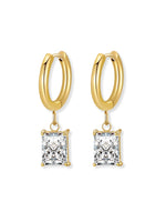 Devotion Square Gemstone Drop Huggie Earrings