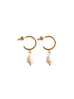 Agnes Pearl Drop Huggie Earrings