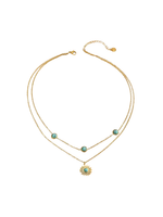 Charlotte Multi-Layered Turquoise Sun Pendant Necklace