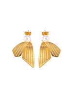 Leslie Textured Bow Pearl Gemstone Stud Earrings