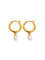 Solene Pearl Drop Hoop Earrings