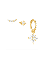 The Ivy Earring Stack Set - Diamond Stud & Huggie Earrings