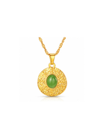 Tilda Green Gemstone Textured Pendant Necklace