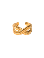 Violeta Ribbed Criss-Cross Adjustable Ring