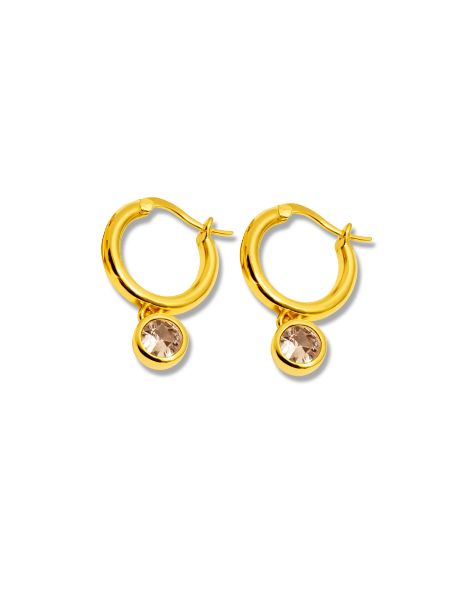 Perpetual Zirconia Gemstone Drop Hoop Earrings