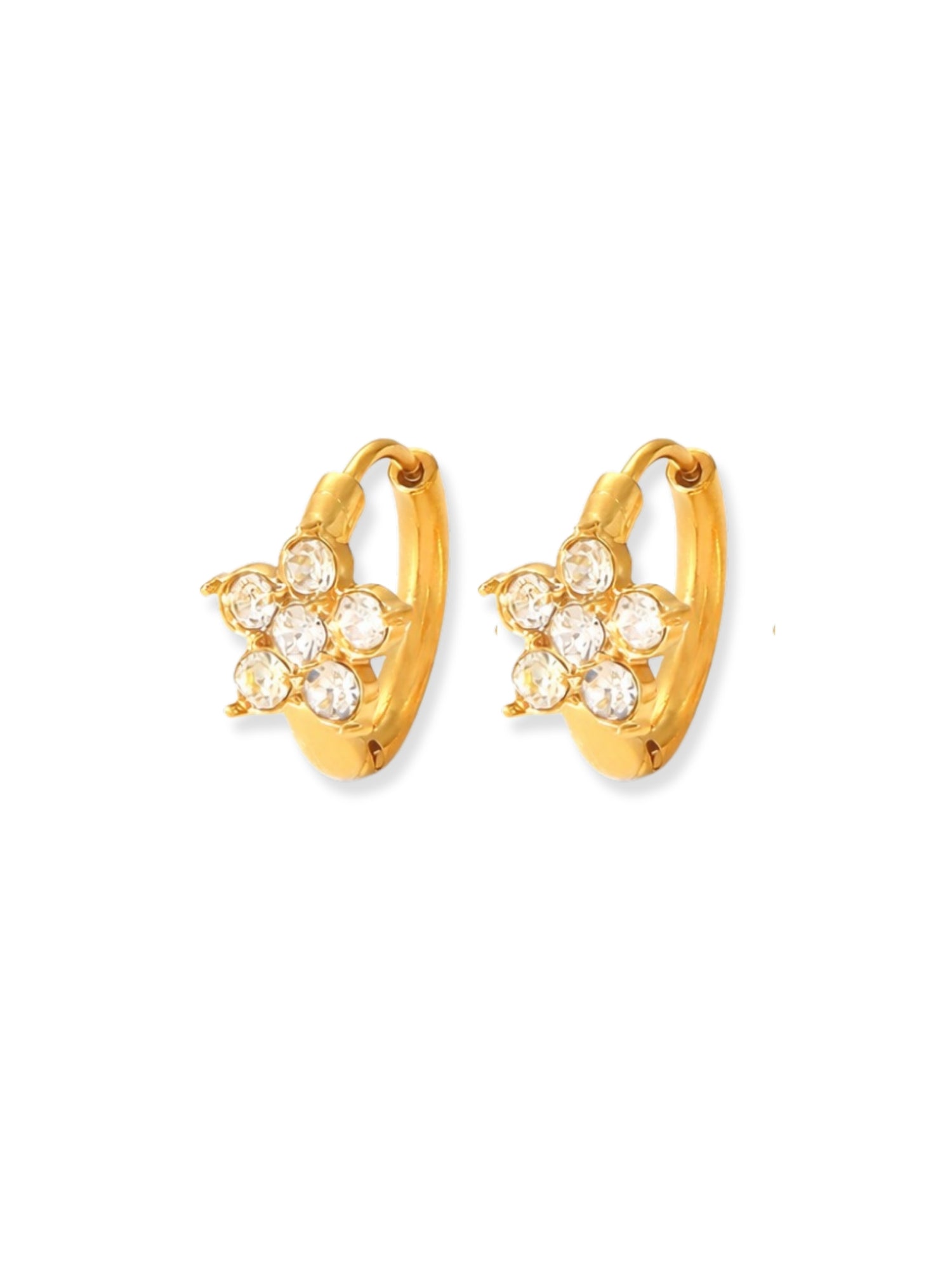 Bloom Flower Gemstone Huggie Earrings