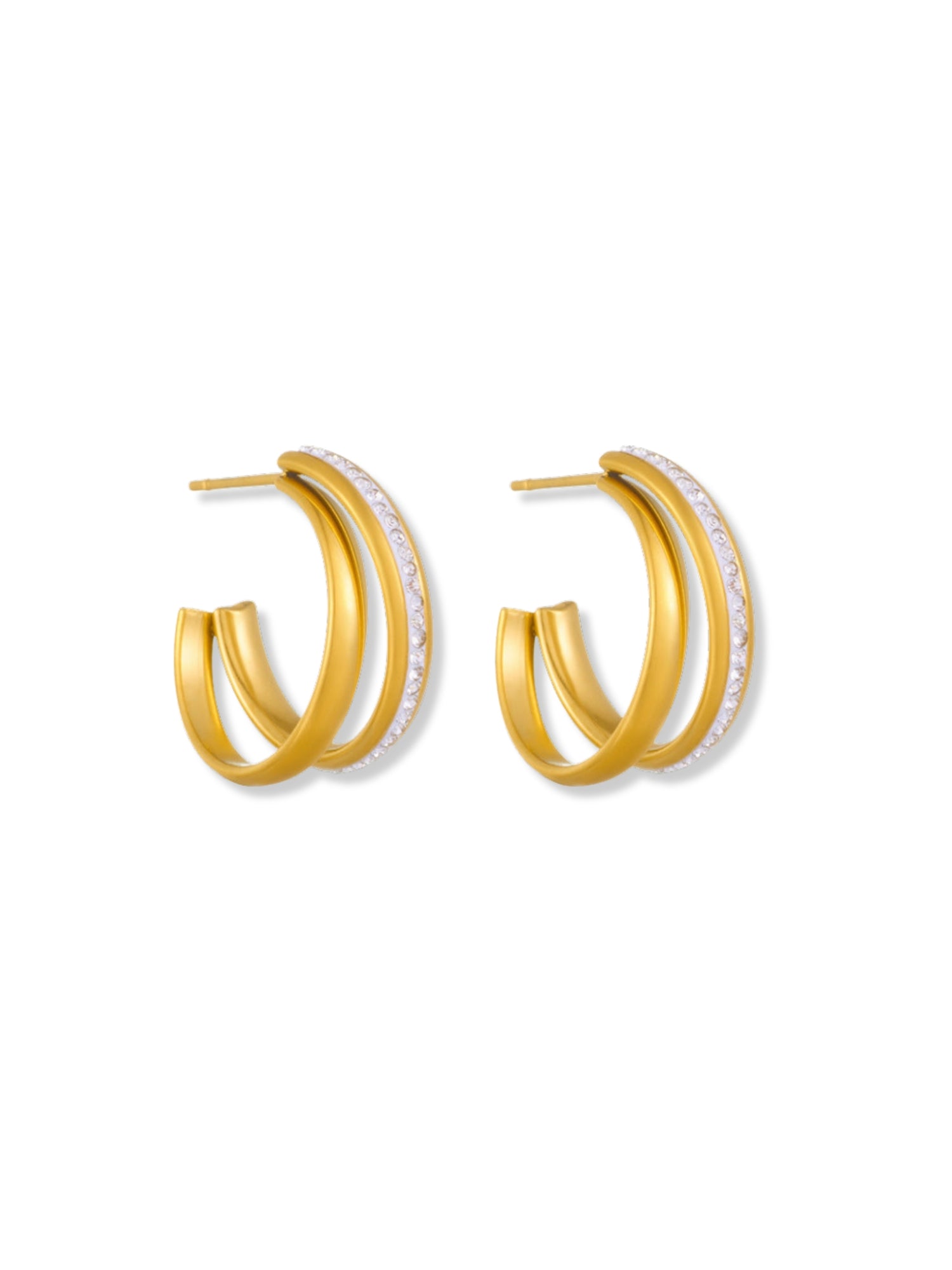Kindred Double Hoop Stone Earrings