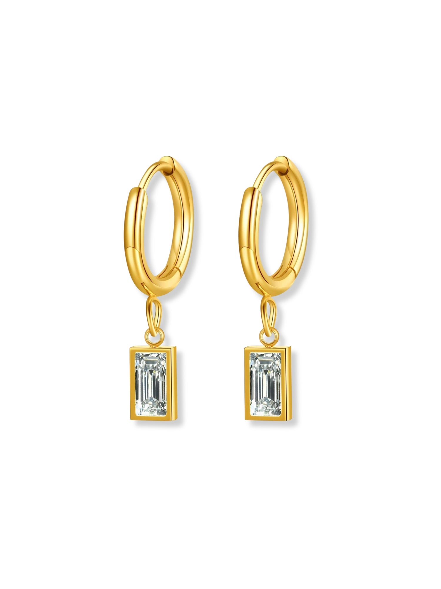 Off-Duty Rectangle Gemstone Drop Huggie Earrings