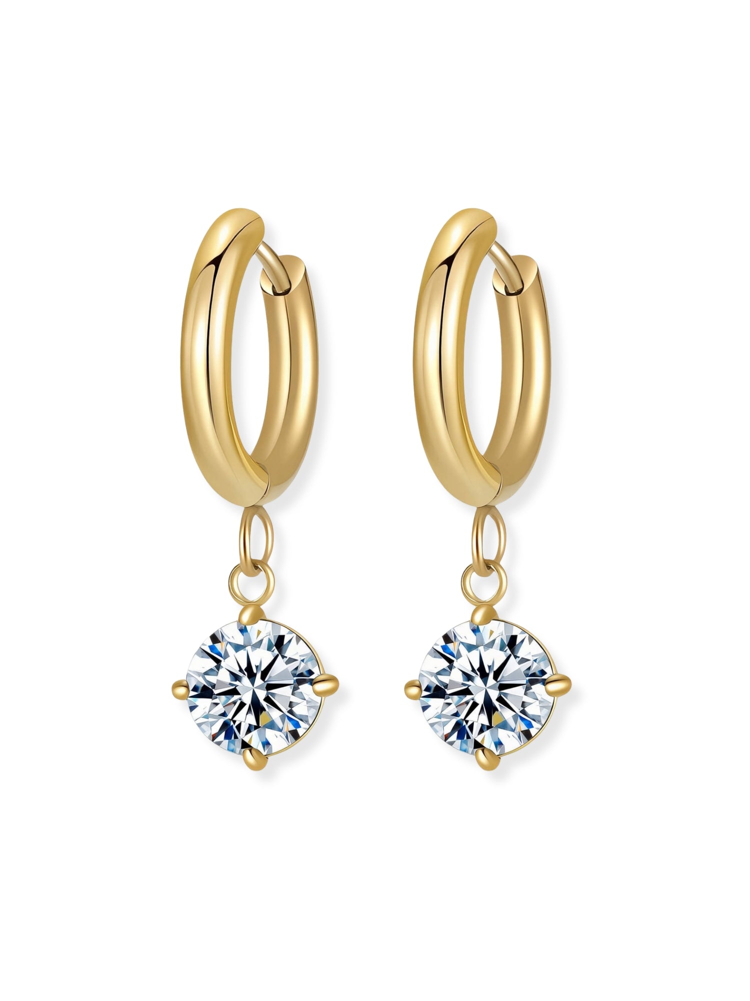 Glow Round Gemstone Drop Huggie Earrings