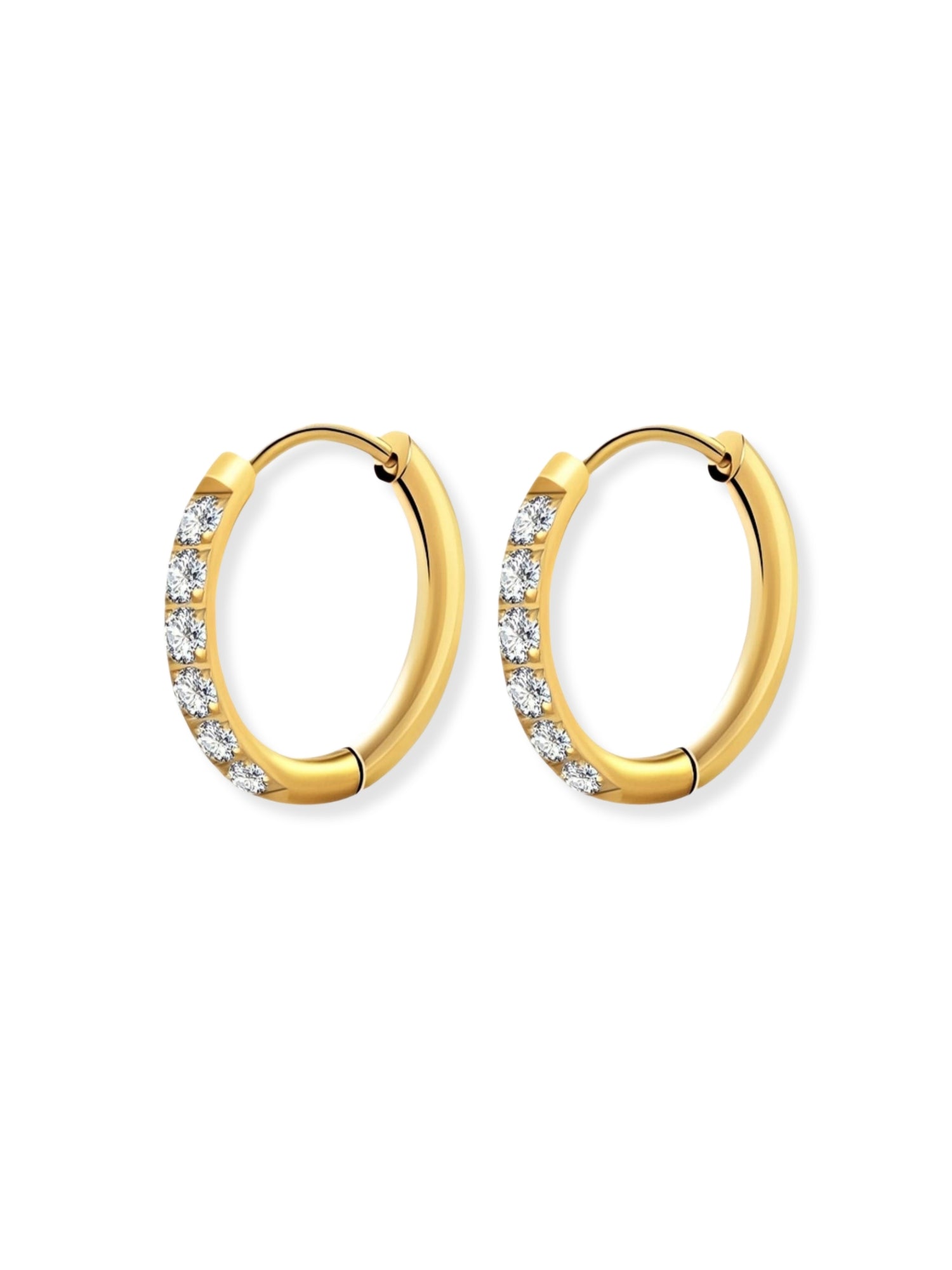 Allure Embedded Zirconia Gemstone Huggie Earrings