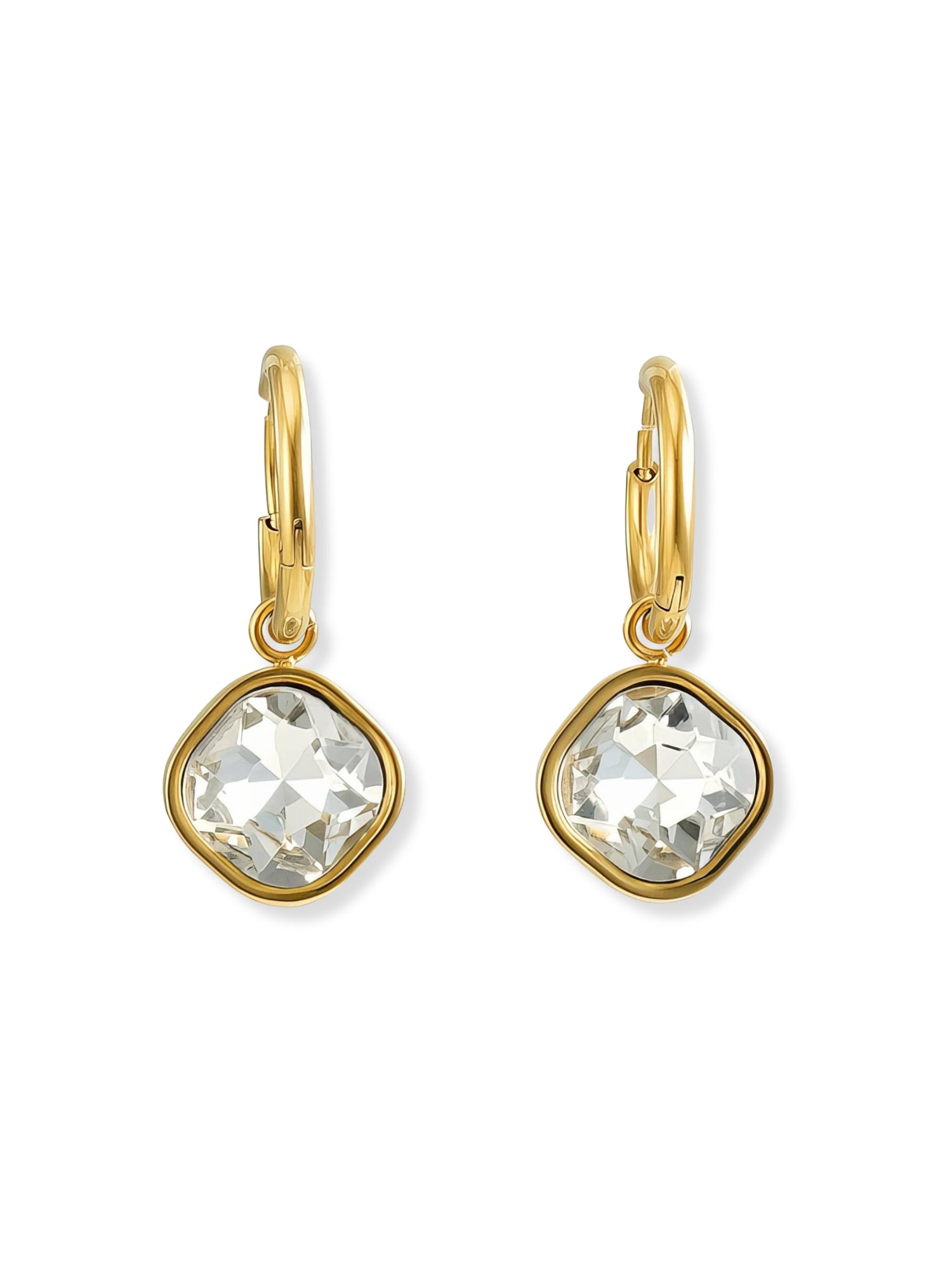 Halo Coloured Zirconia Round Gemstone Huggie Earrings