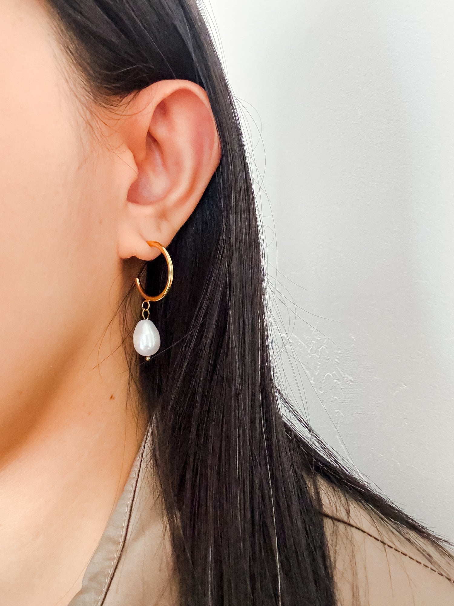 Day & Night Pearl Drop Huggie Earrings