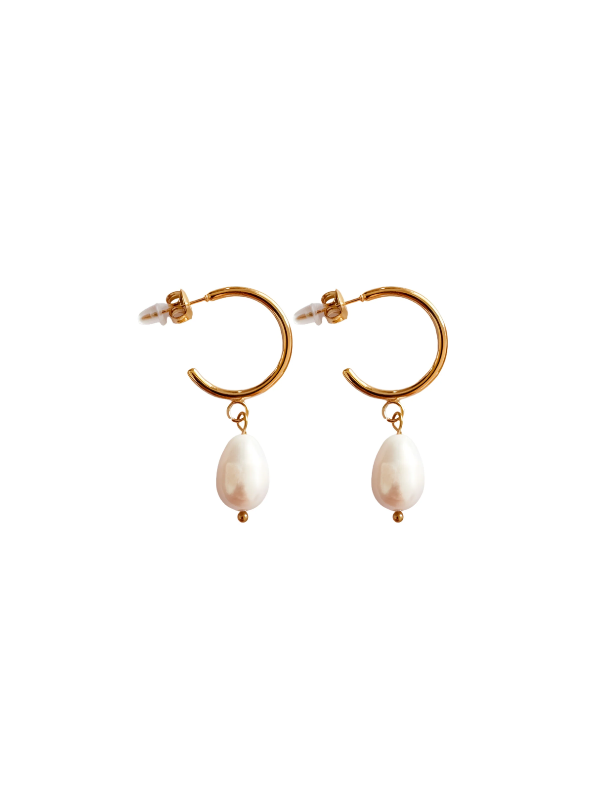 Agnes Pearl Drop Huggie Earrings