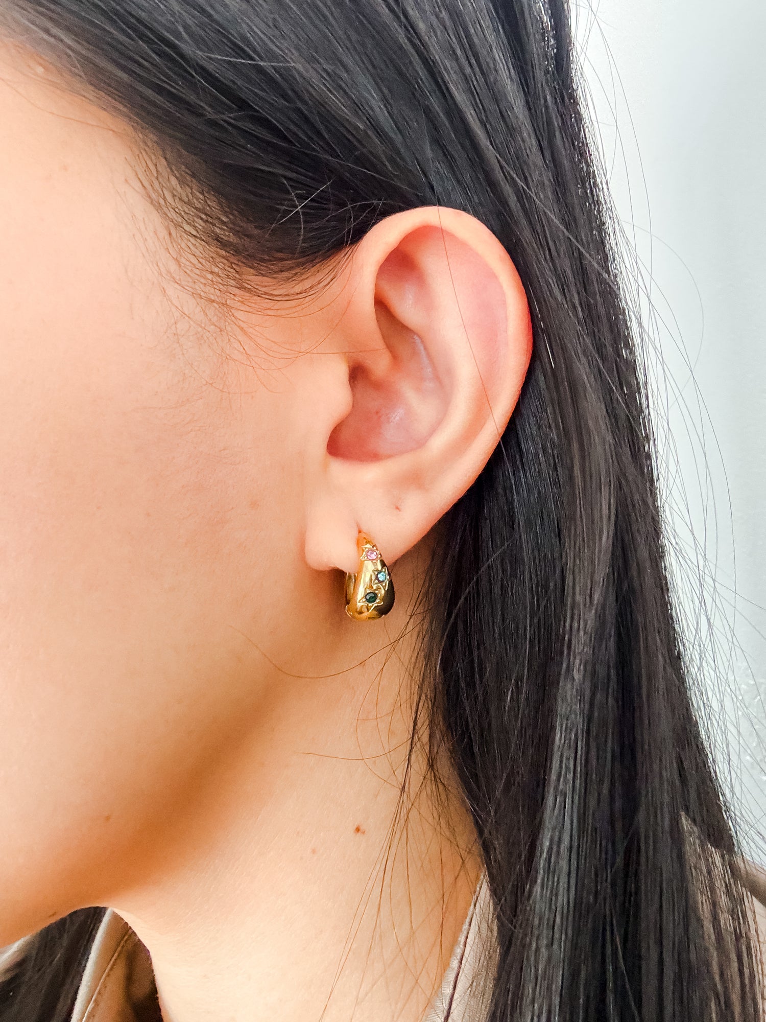 Pulse Multi-Coloured Crystal Chunky Hoop Earrings