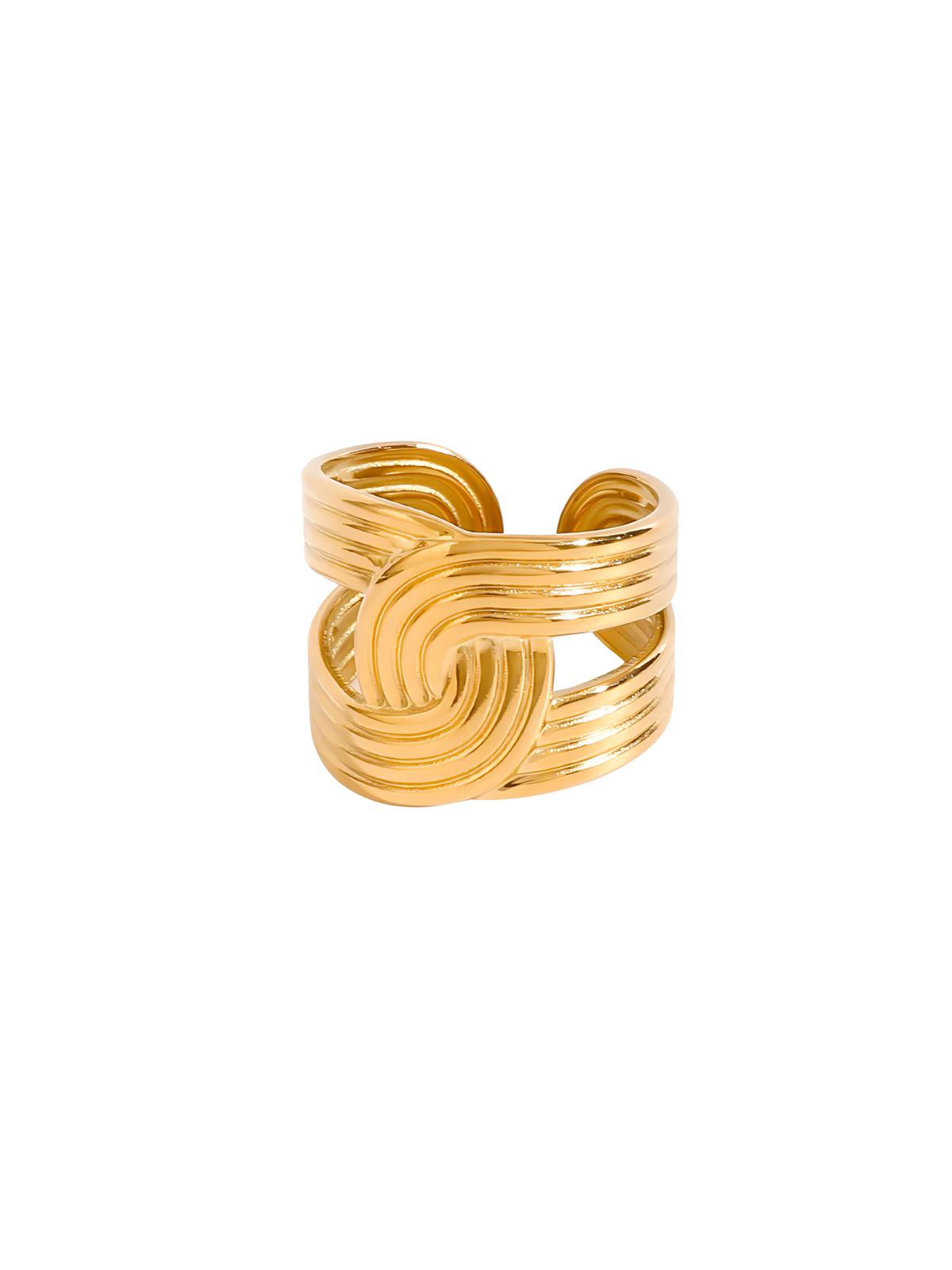 Dominique Ribbed Interlocked Adjustable Ring