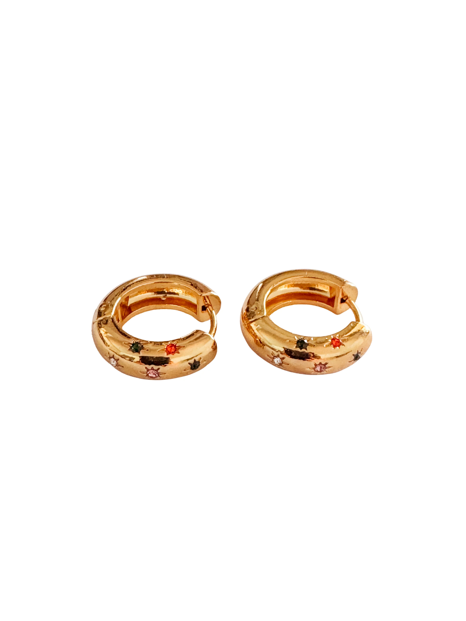 Edith Multi-Colour Star Gemstone Huggie Earrings