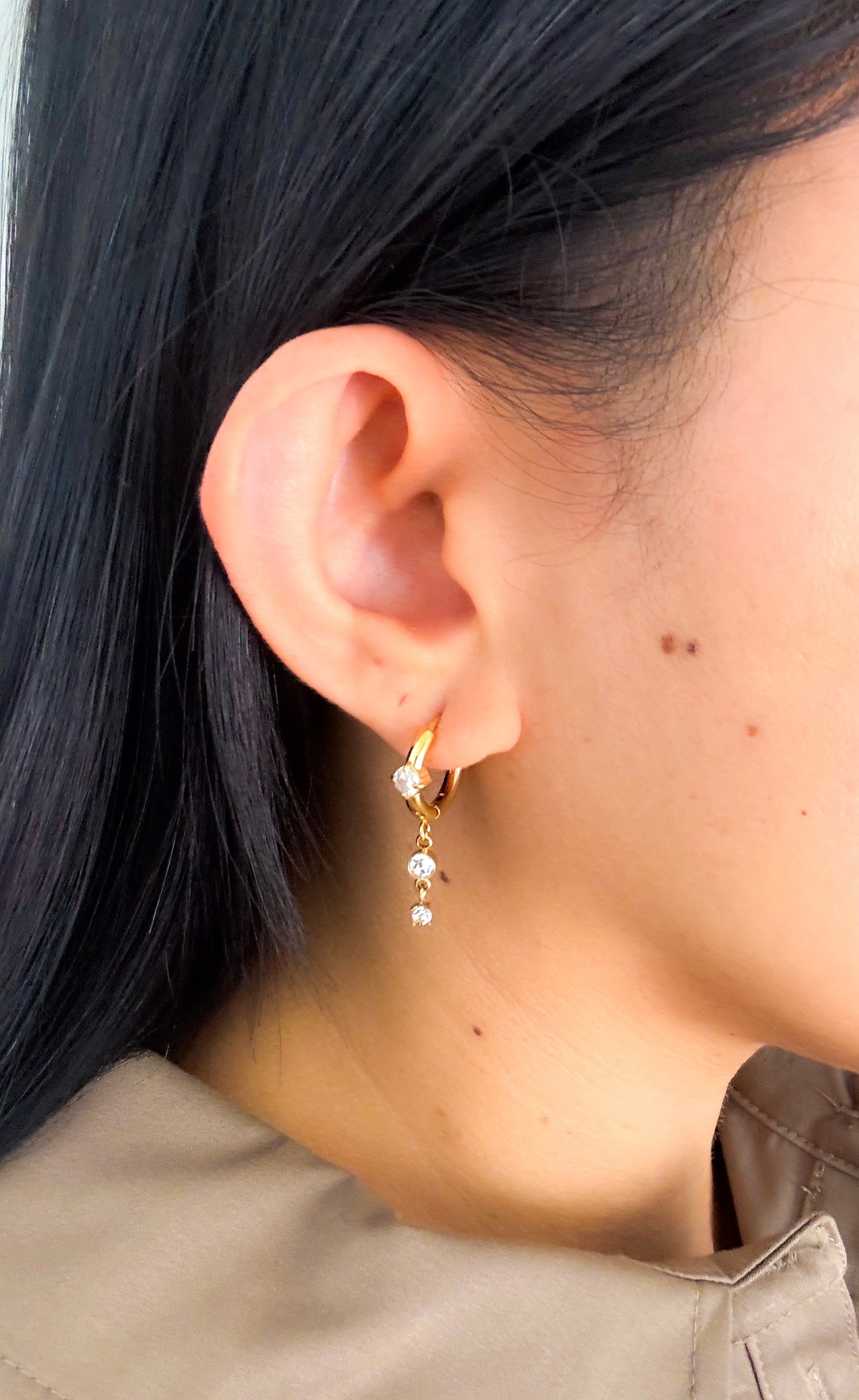 Muse Gemstone Drop Huggie Earrings