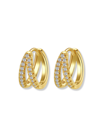 Florence Double Hoop Gemstone Huggie Earrings