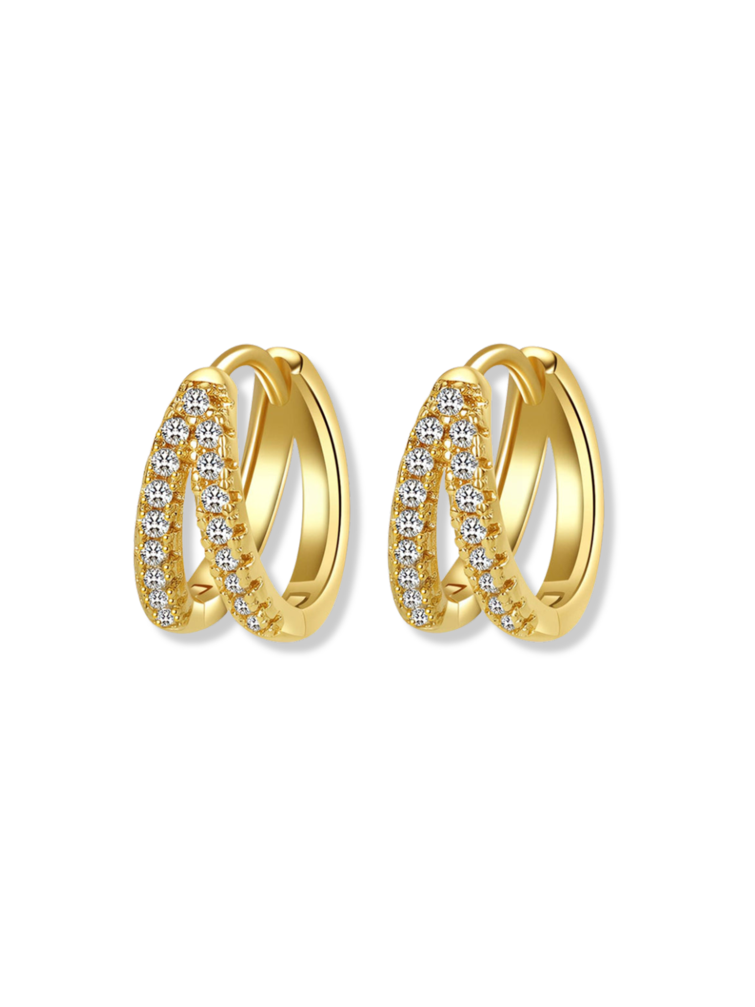 Florence Double Hoop Gemstone Huggie Earrings