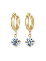 Gemima Round Gemstone Drop Huggie Earrings