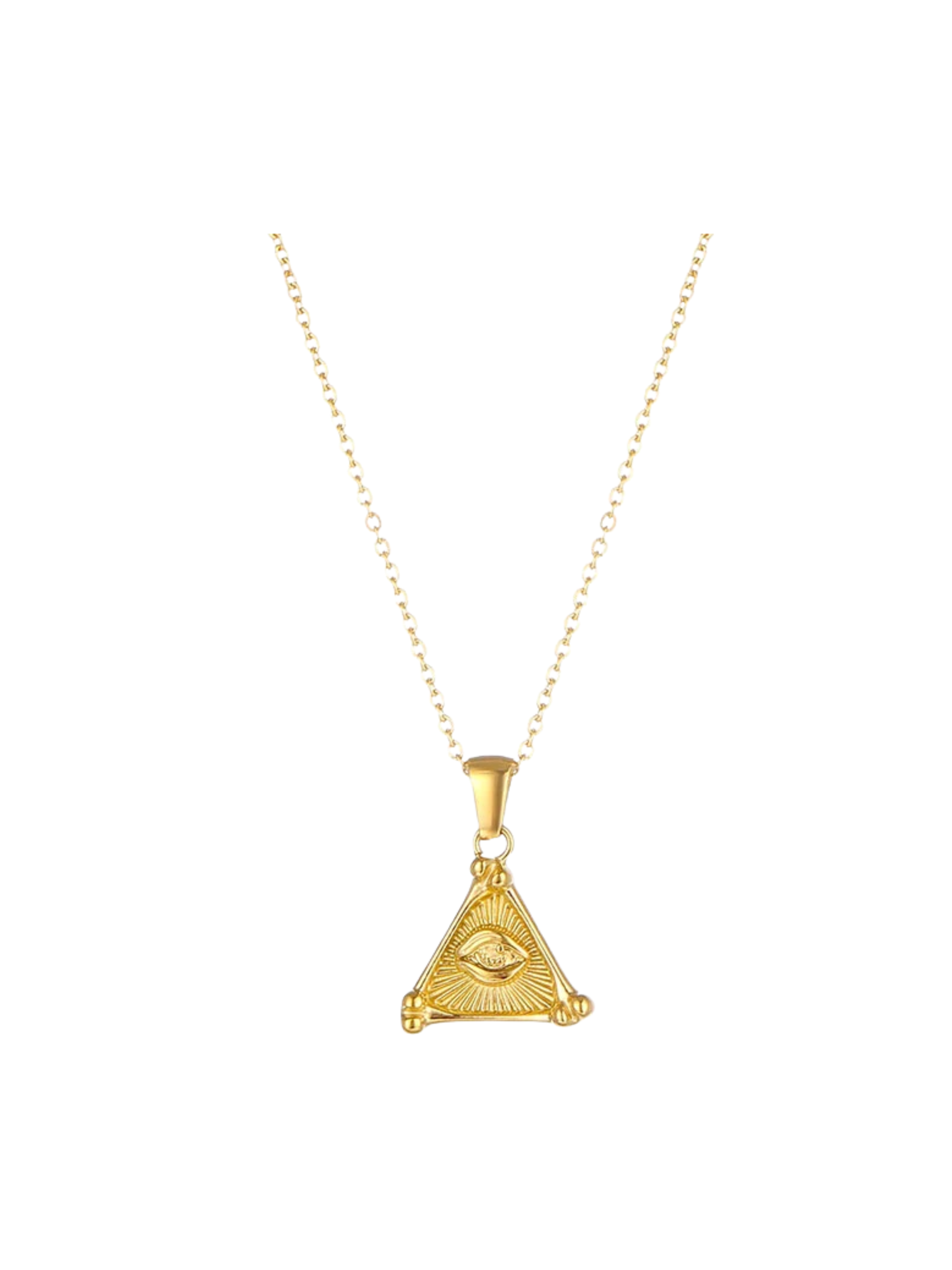 Gloria Pyramid Evil Eye Pendant Chain Necklace