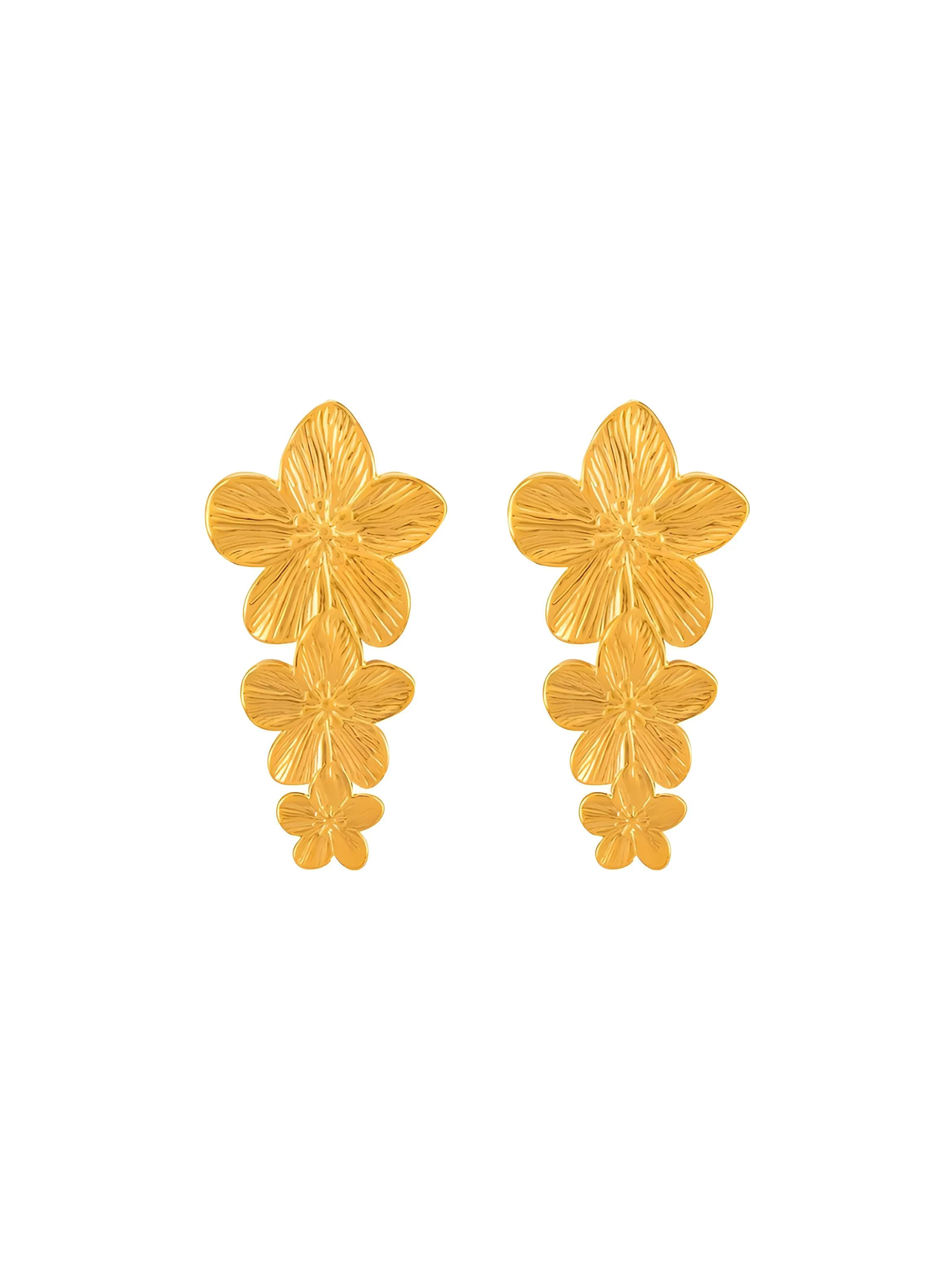 Irene Textured Triple Flower Drop Earrings