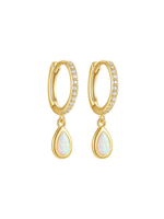 Iris Opal Gemstone Drop Hoop Earrings