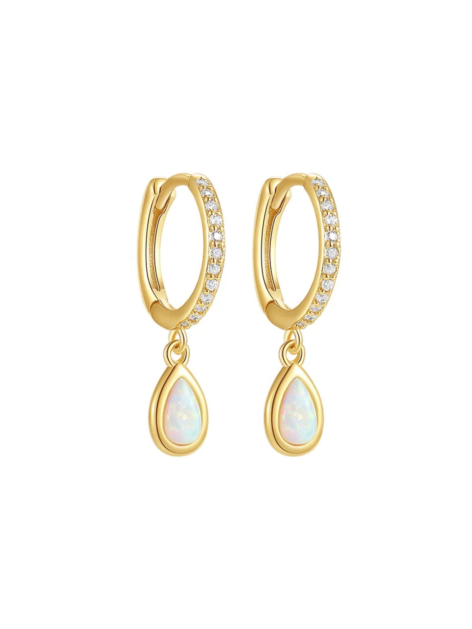 Iris Opal Gemstone Drop Hoop Earrings