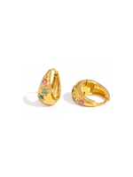 Jean Multi-Coloured Crystal Chunky Hoop Earrings