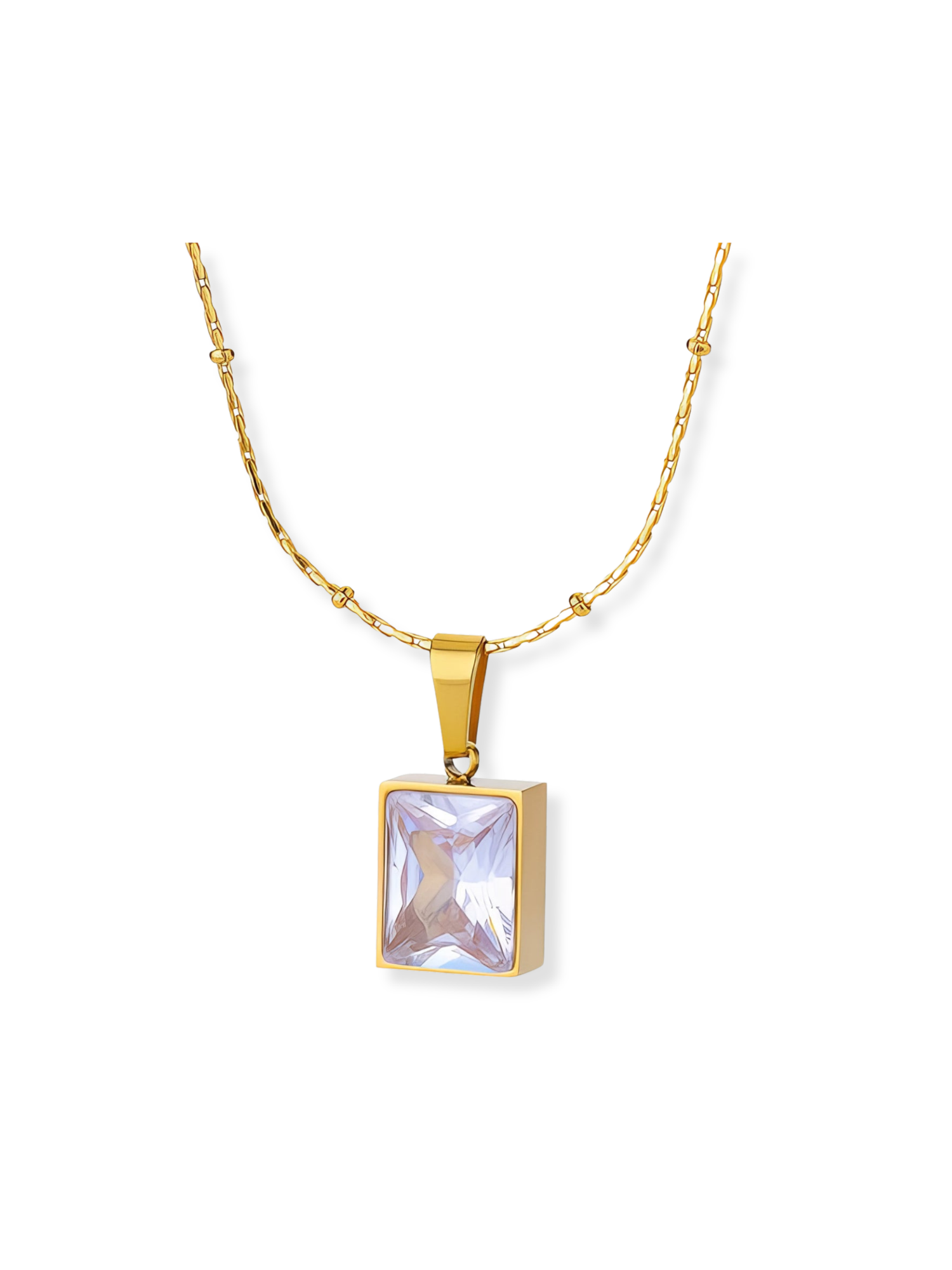Journey Square Gemstone Pendant Necklace