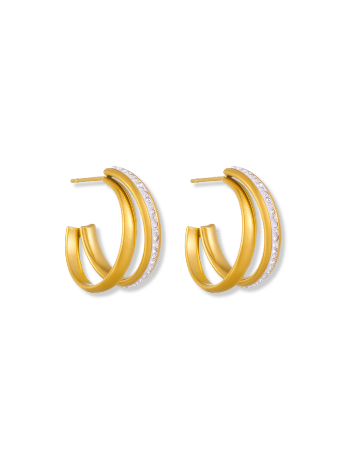 Katharine Double Hoop Stone Earrings
