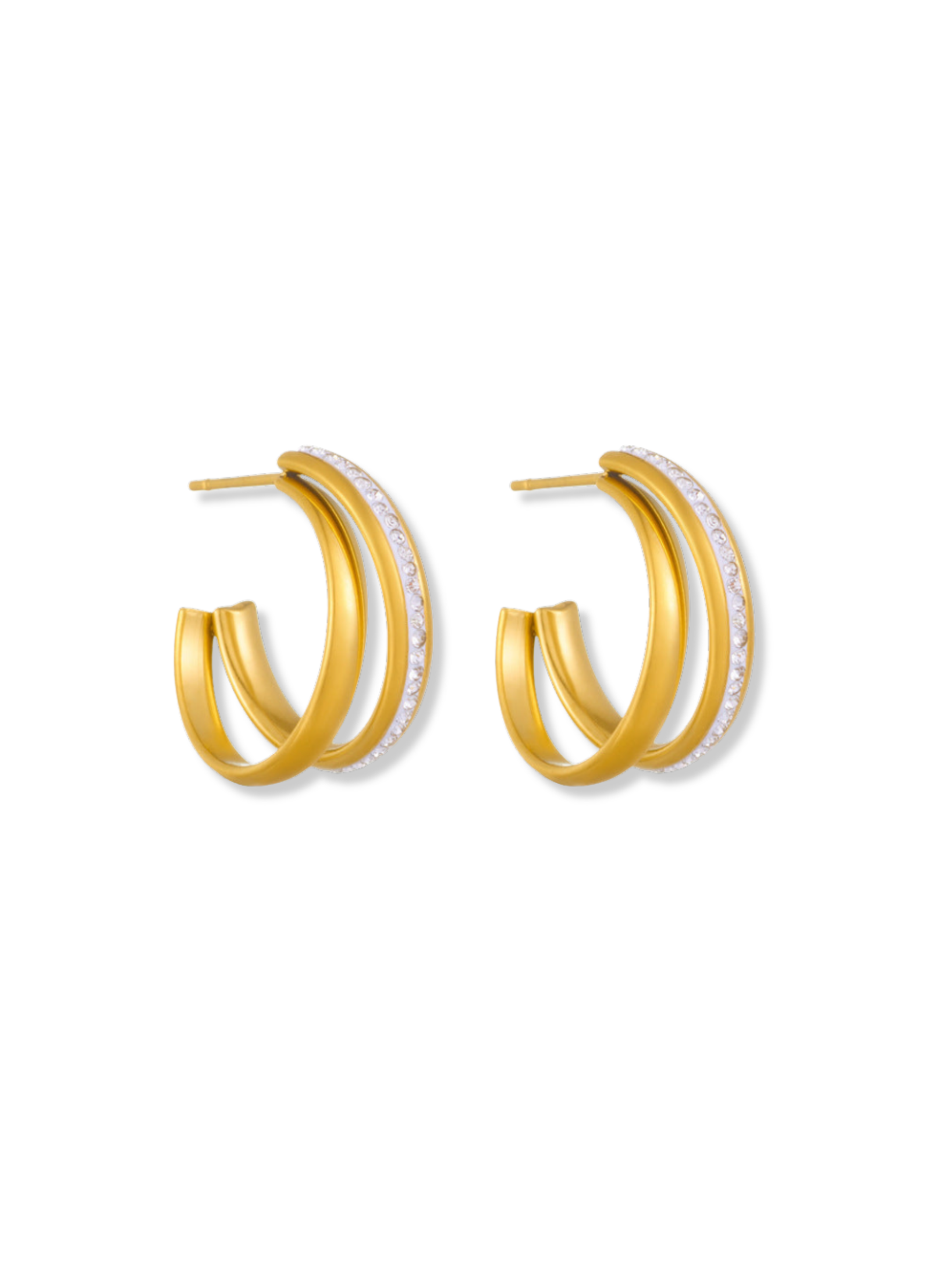 Katharine Double Hoop Stone Earrings