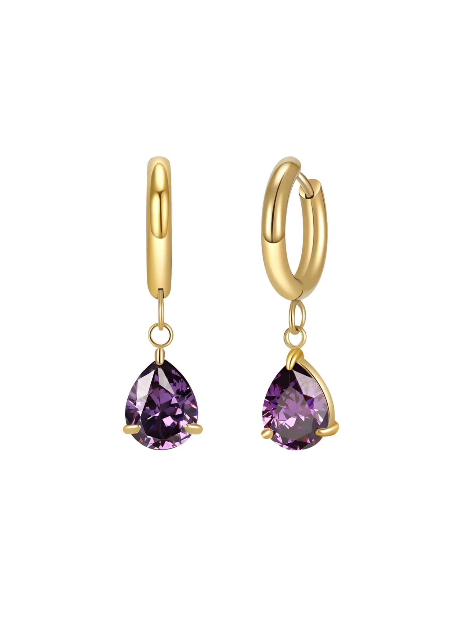 Leah Coloured Gemstone Drop Huggie Earrings