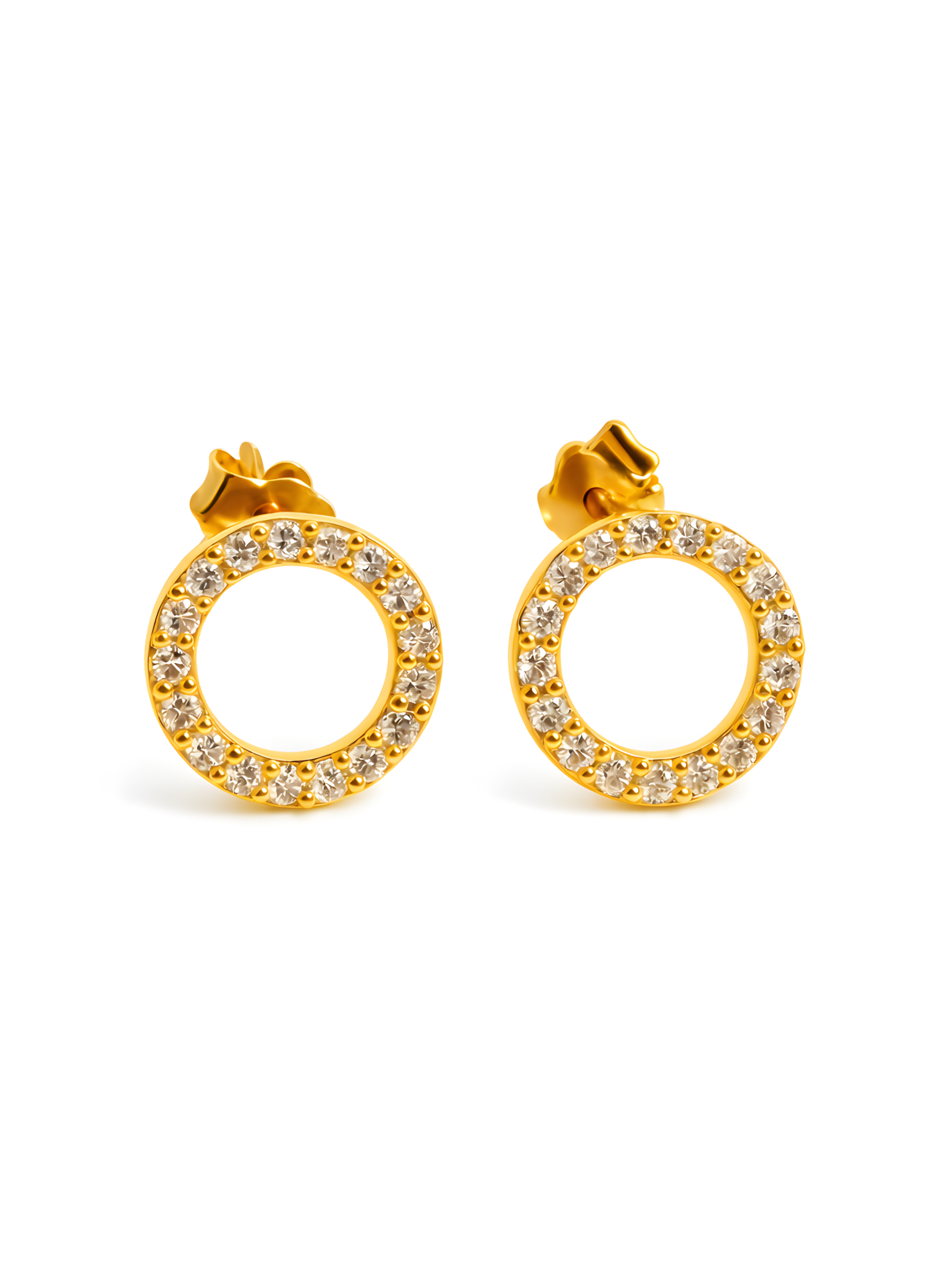 Leila Open Circle Gemstone Stud Earrings