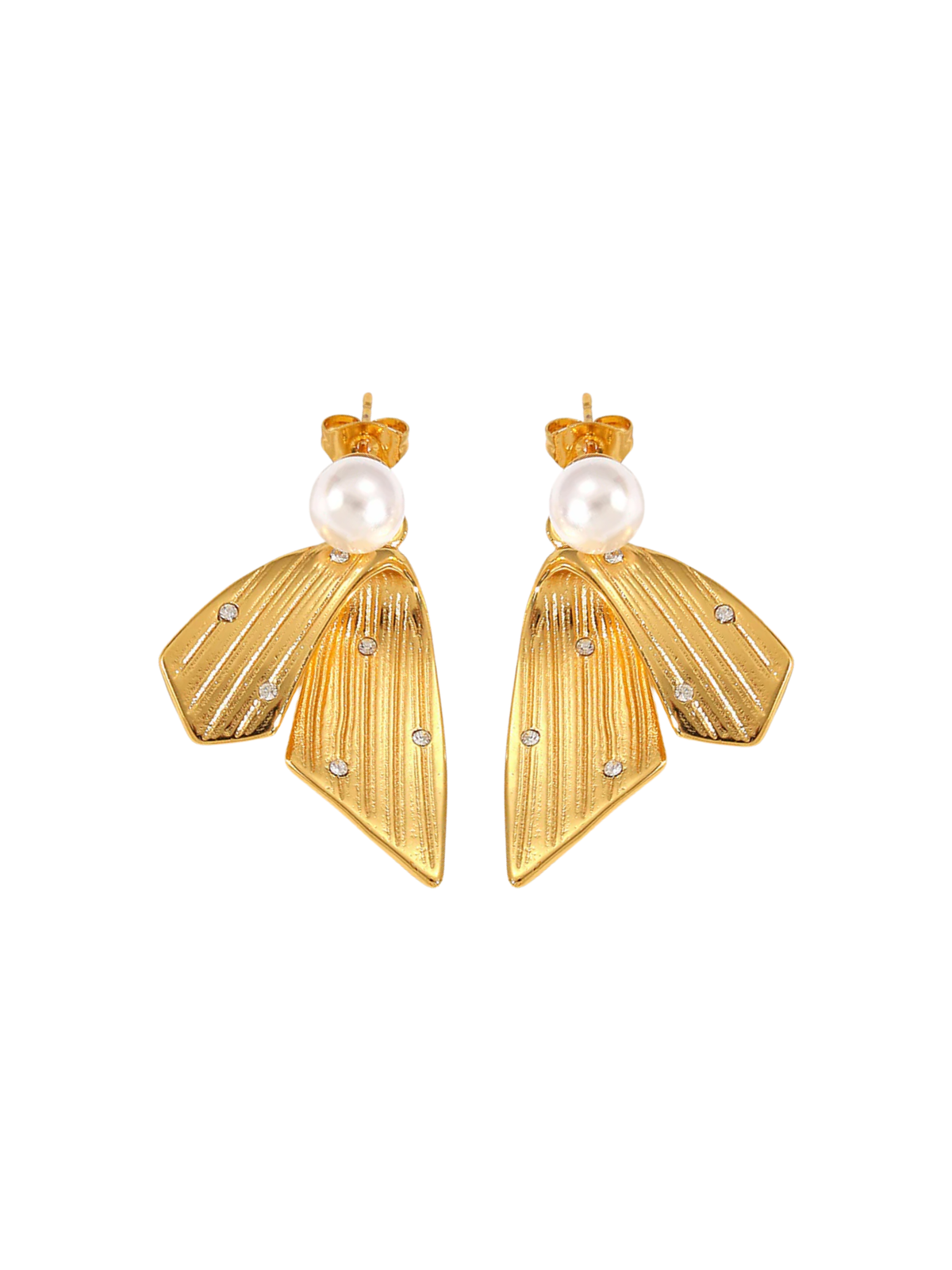Leslie Textured Bow Pearl Gemstone Stud Earrings