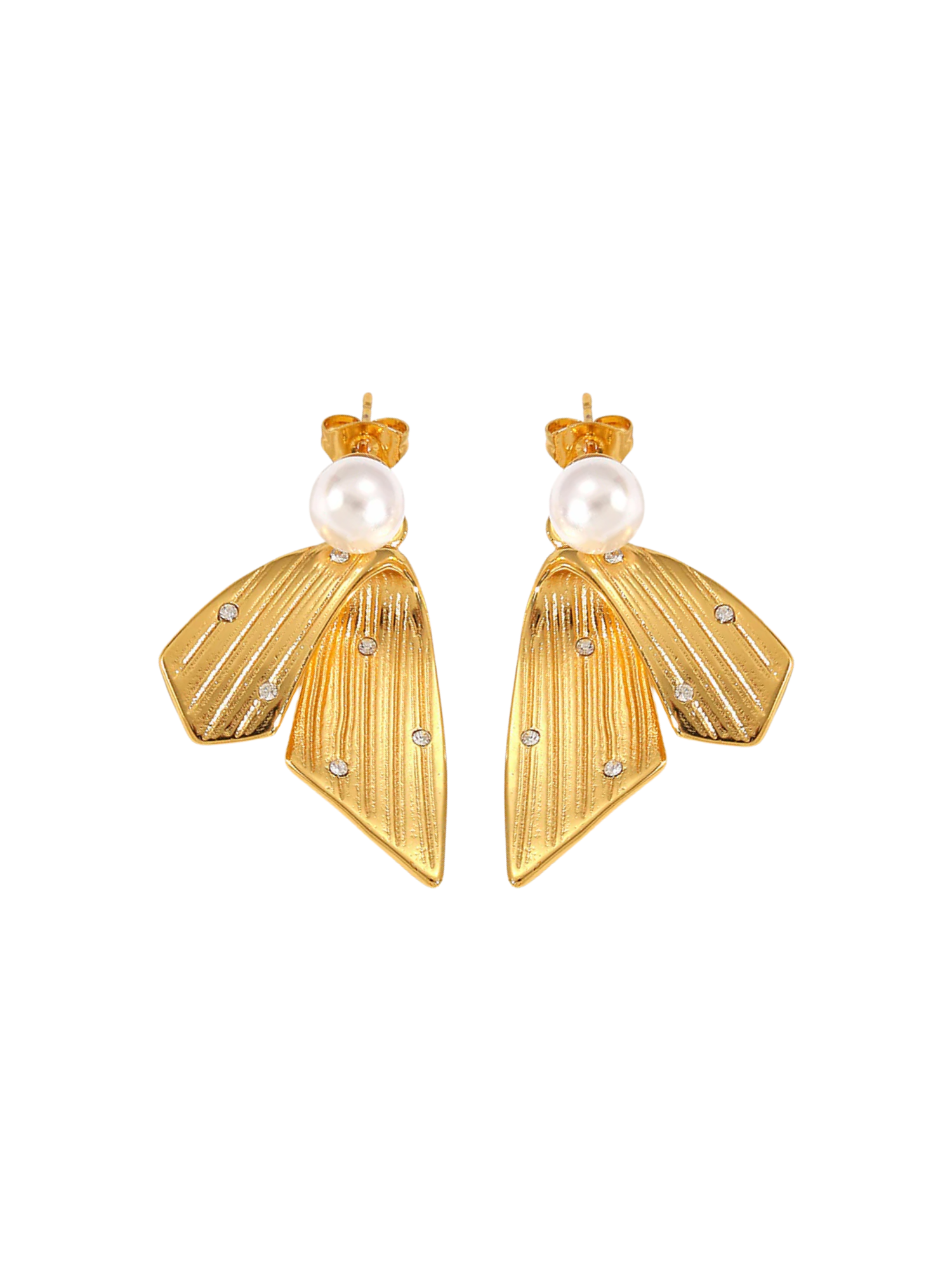 Leslie Textured Bow Pearl Gemstone Stud Earrings