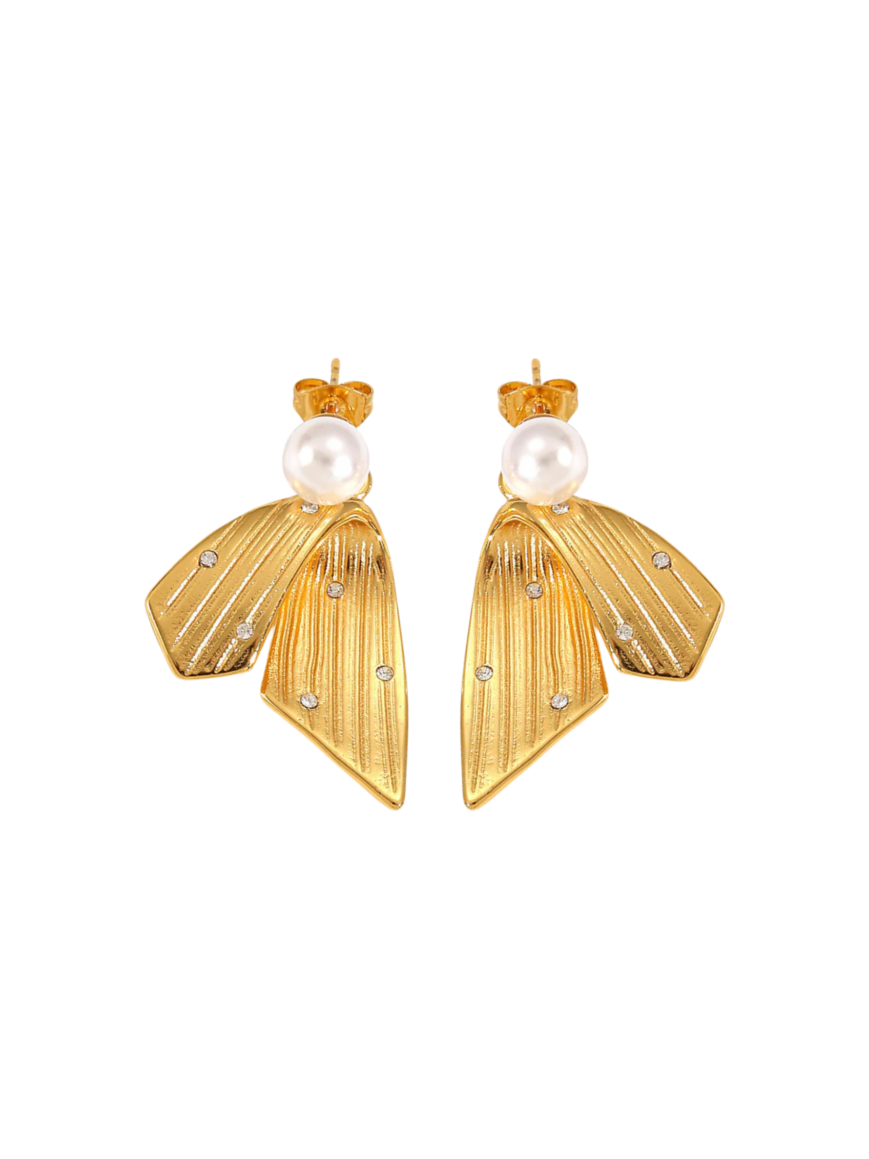 Leslie Textured Bow Pearl Gemstone Stud Earrings