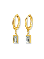 Magnolia Rectangle Gemstone Drop Huggie Earrings