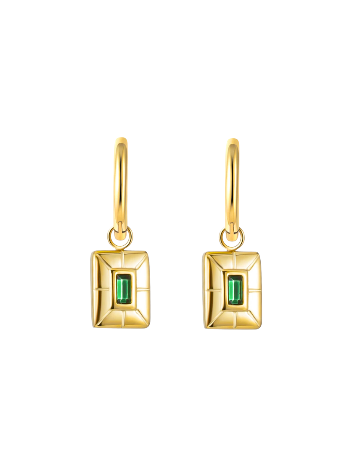 Paloma Custom Birth Gemstone Square Drop Hoop Earrings