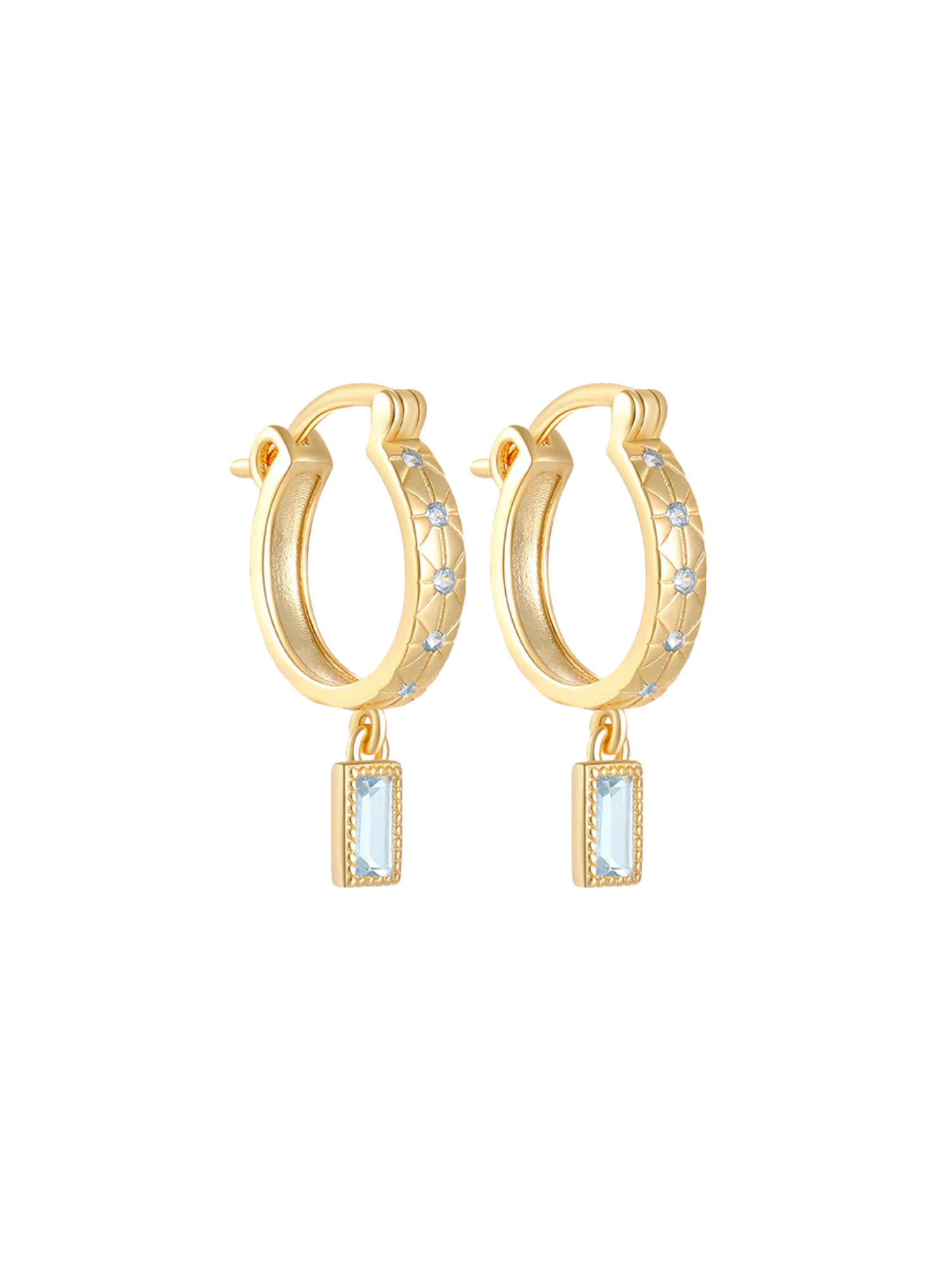 Parker Quilted Multi-Colour Gemstone Drop Hoop Earrings