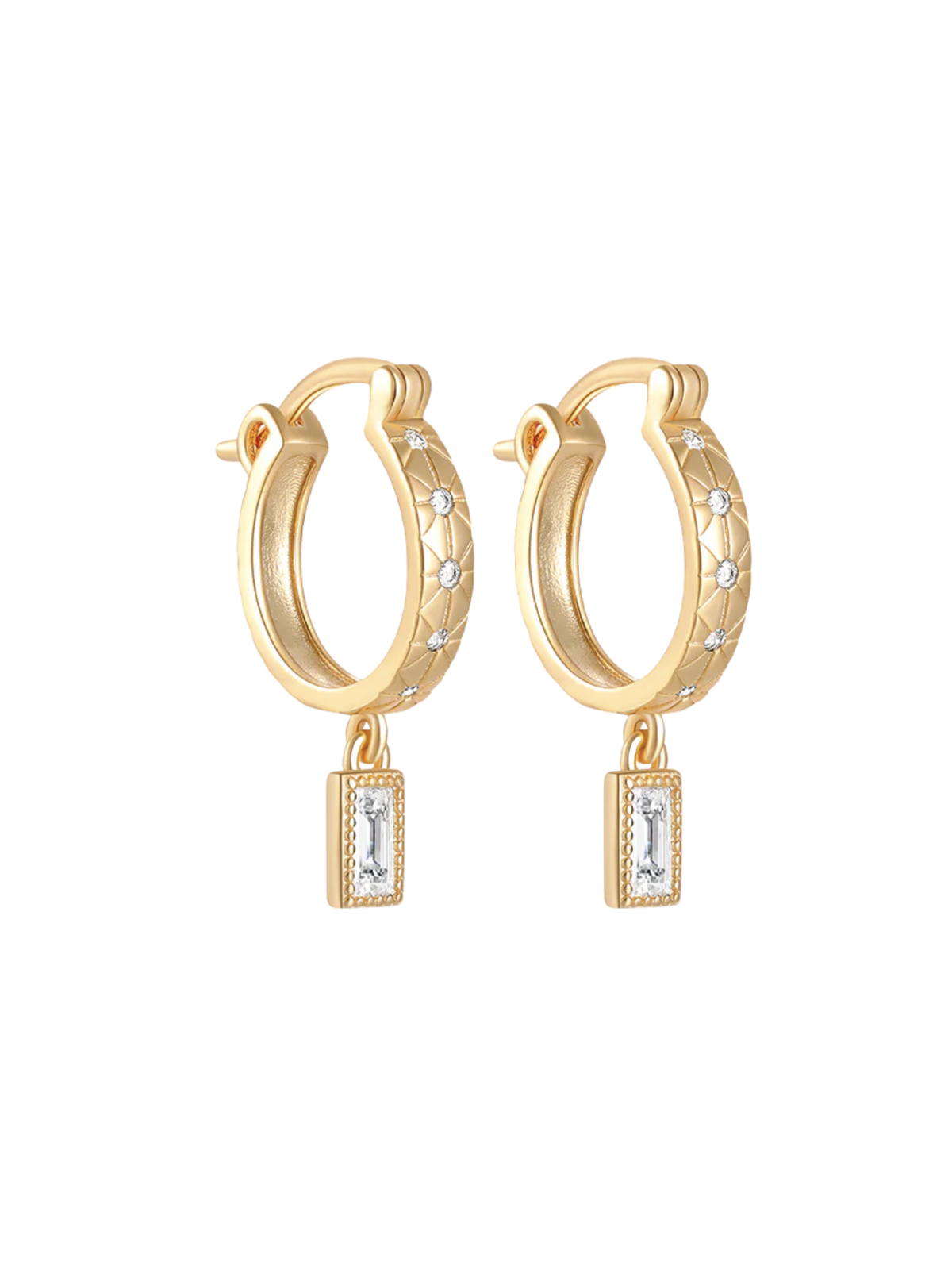 Parker Quilted Multi-Colour Gemstone Drop Hoop Earrings