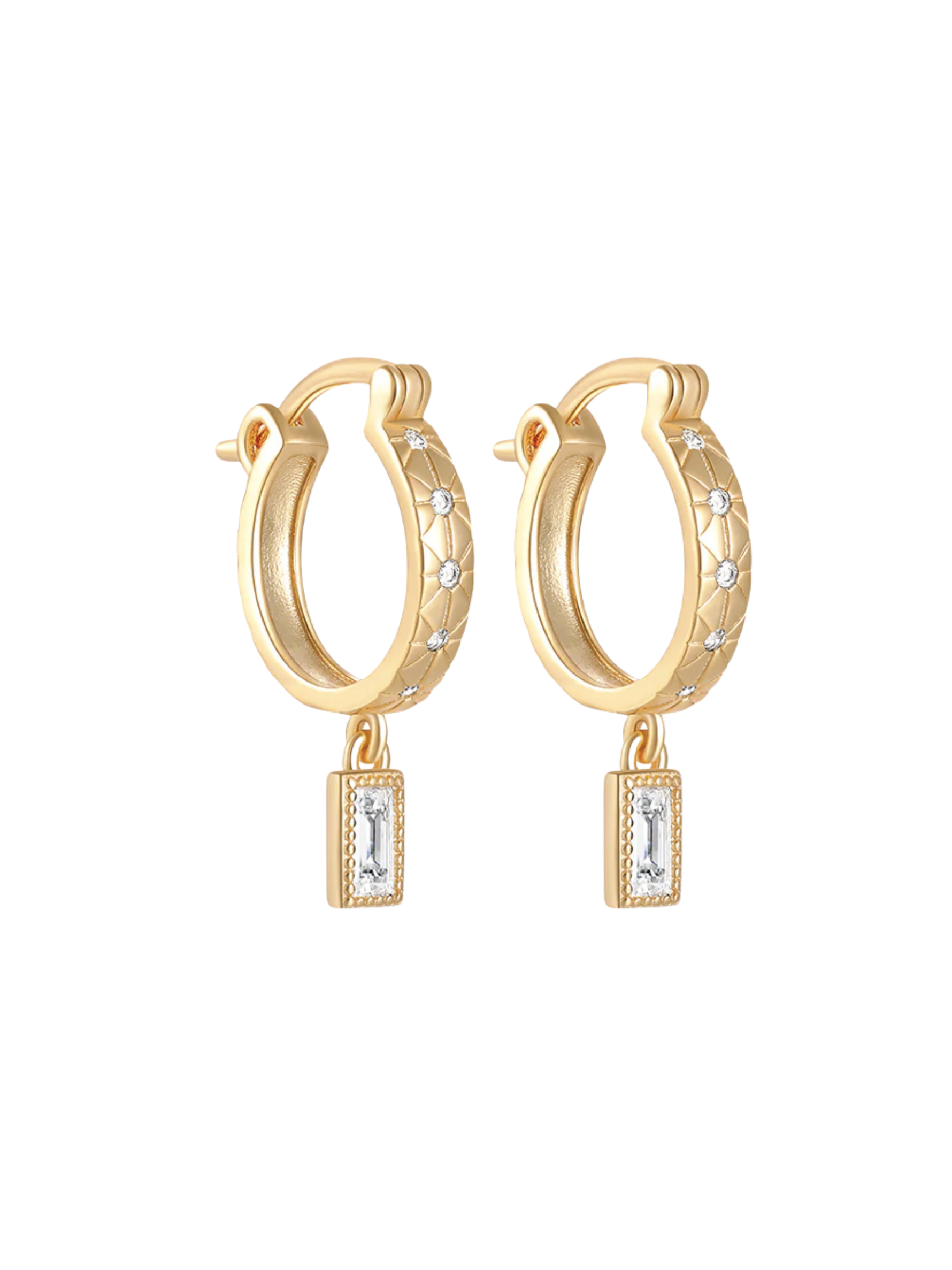 Parker Quilted Multi-Colour Gemstone Drop Hoop Earrings