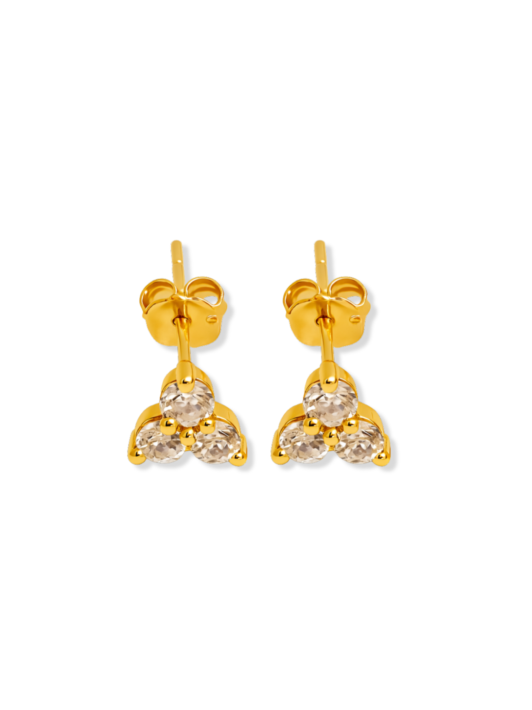 Pyra Triple Diamond Stud Earrings