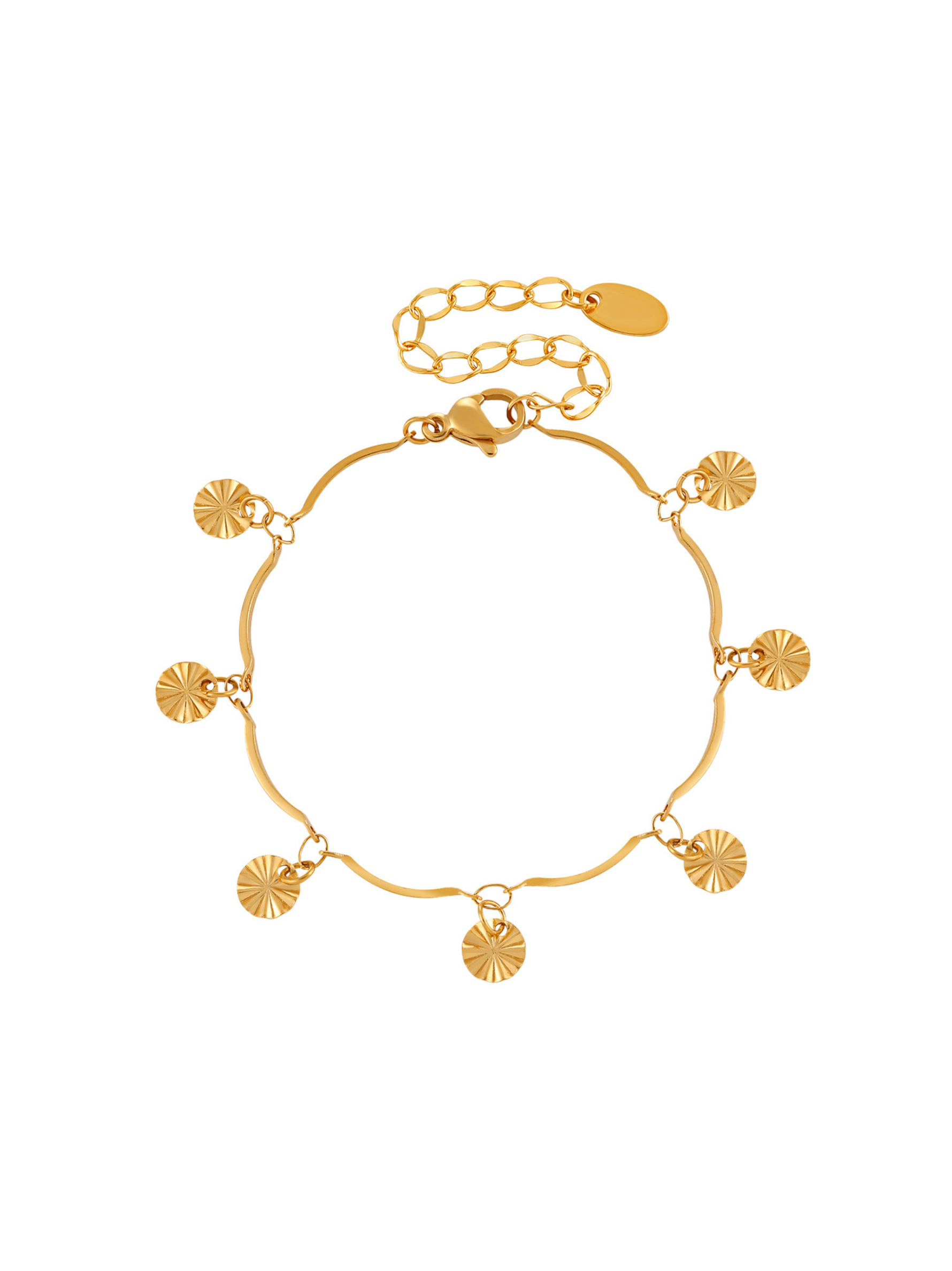 Raven Textured Round Charm Bracelet