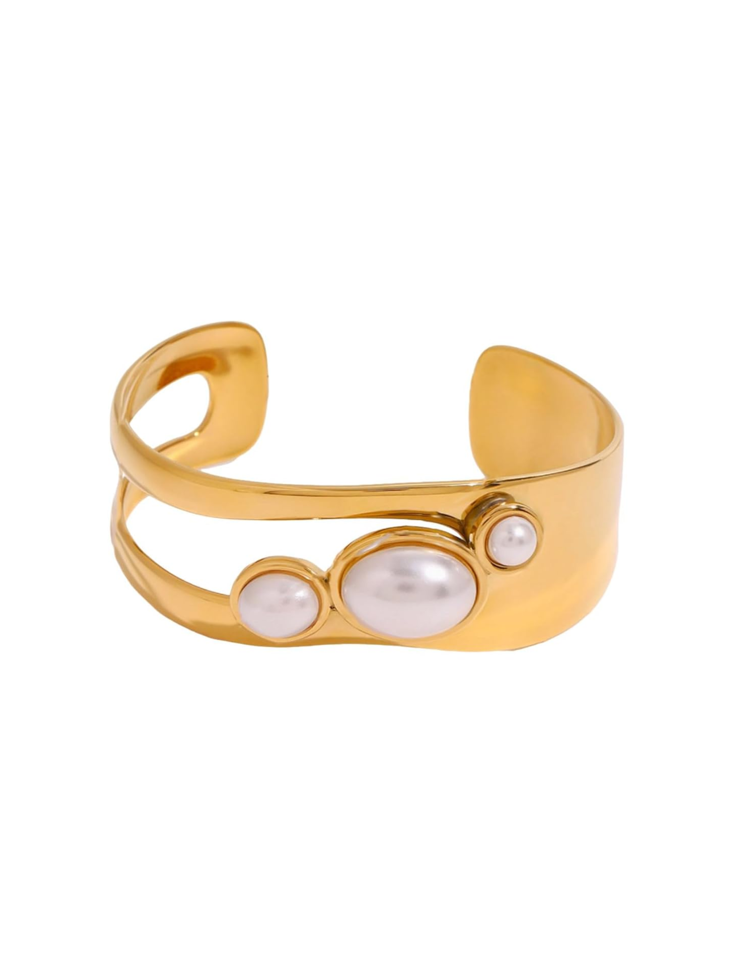 Renata Pearl & Tiger Eye Open Cuff Bangle