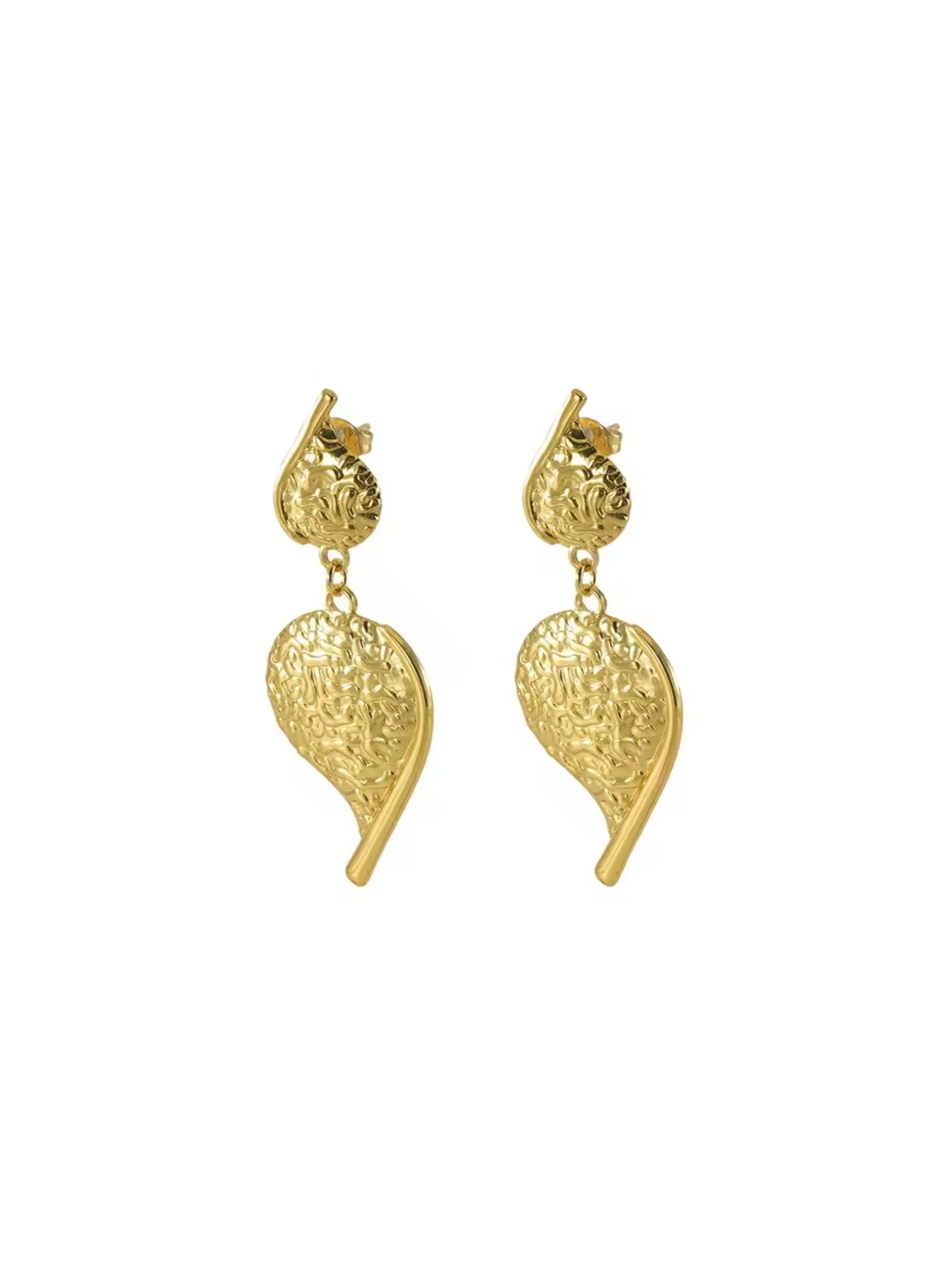 Sage Irregular Textured Leaf Drop Earrings