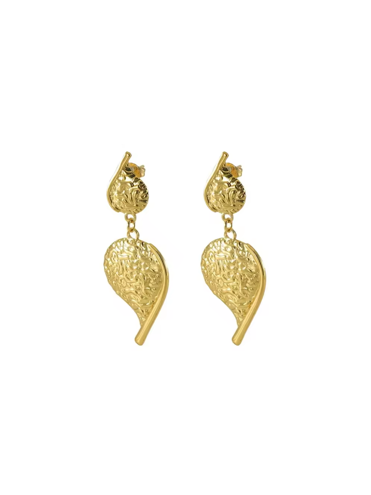 Sage Irregular Textured Leaf Drop Earrings