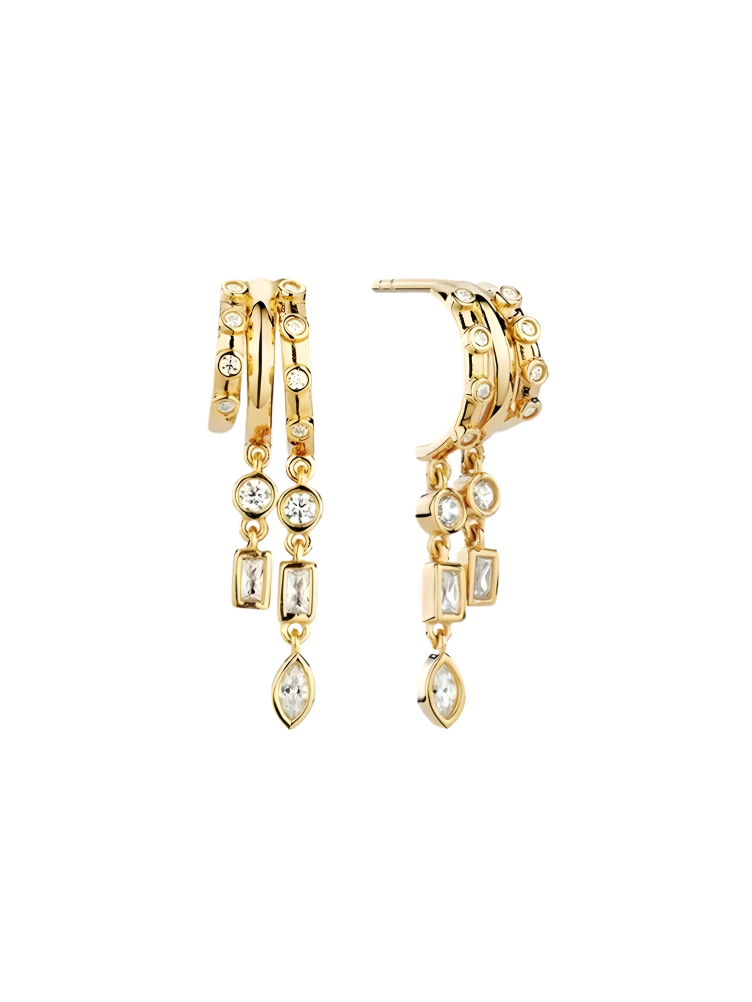 Sloane Stacked Triple Hoop Illusion Drop Earrings